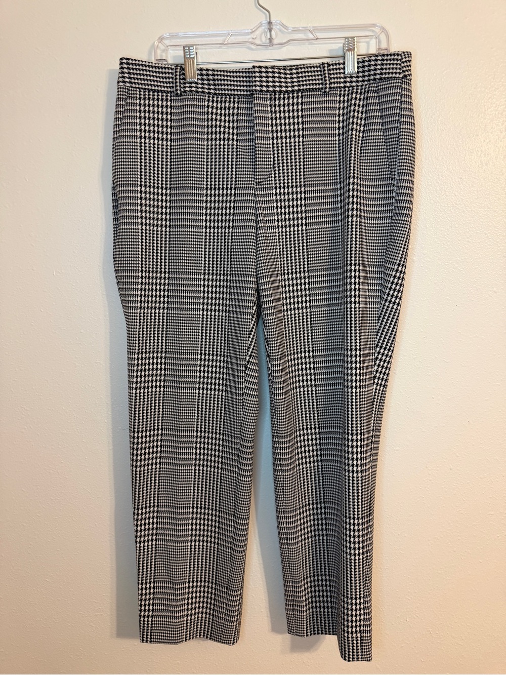 NWOT Banana Republic Avery Plaid Ankle Pants Black White Size 10